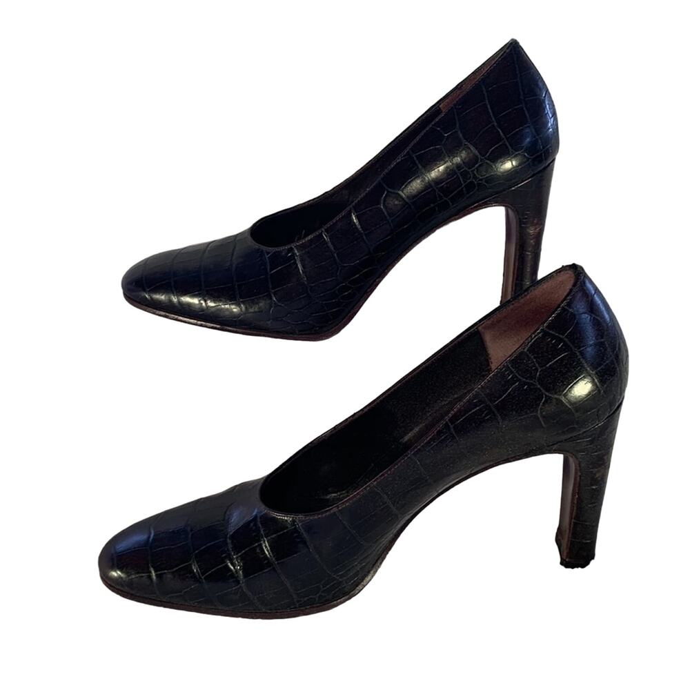 Ann Taylor Dark Brown Print Calf Pumps 8 - Picture 2 of 14